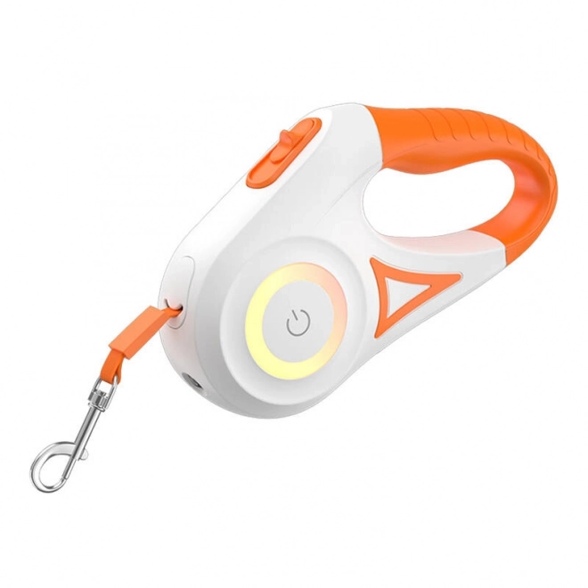 Automatische hondenriem Rojeco LED 5 m oranje-wit