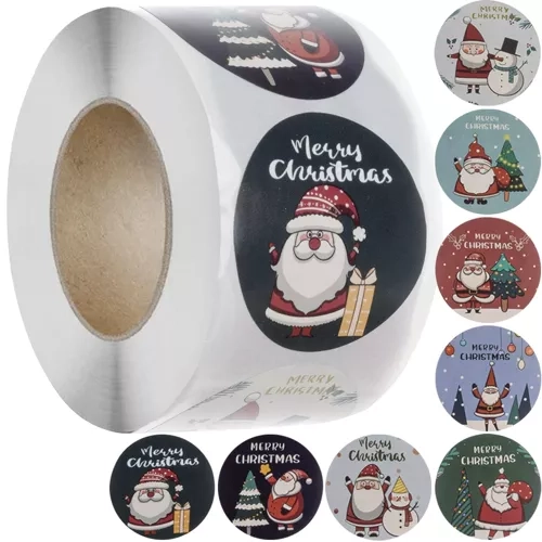 Kerststickers - rol 500 stuks. Ruhhy 22328