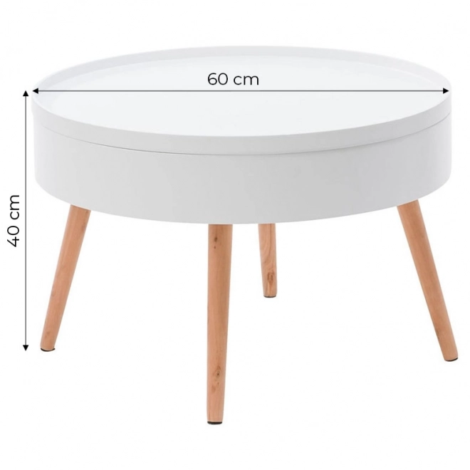 Ronde salontafel met opbergruimte 60 cm