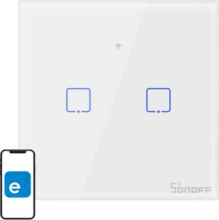 Interrupteur tactile intelligent Wi‑Fi SONOFF, 2 canaux