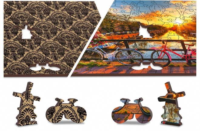 Houten puzzel Fietsen in Amsterdam 2v1