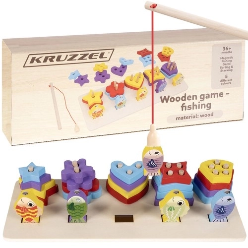 Houten sorteerdoos met visvangspel