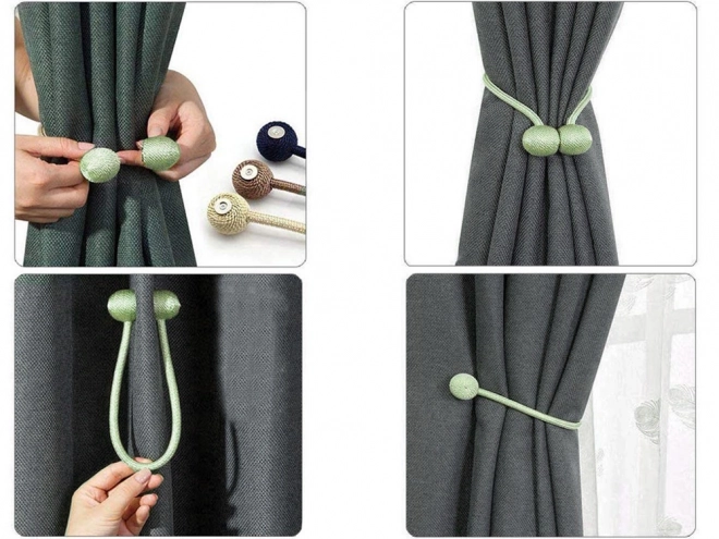 Decorative magnetic clips for curtains – Green