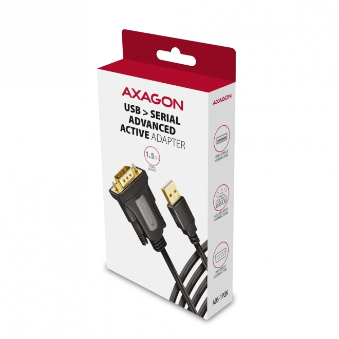 Adapter USB 2.0 to RS-232 with Serial Port, 1.5m Cable, FTDI Chip