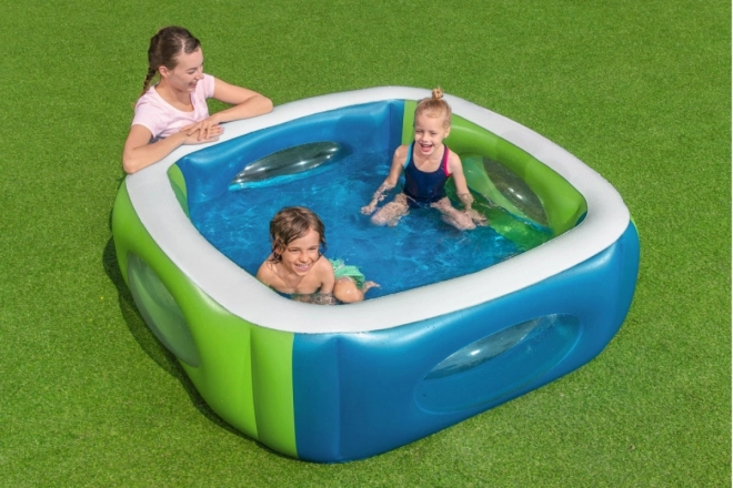 Aufblasbarer Pool mit Fenstern für Kinder - 168 cm x 168 cm x 56 cm