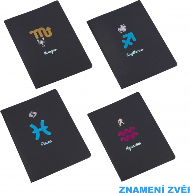 Zodiac notitieblok 18,5x25,5 cm met 26 zwarte gelinieerde pagina's