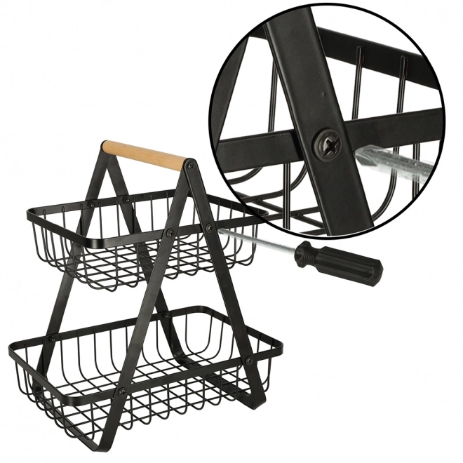 Two-tier Fruit Basket Metal and Wood
