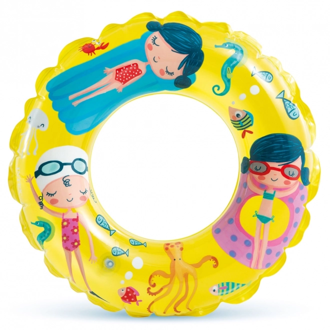 Inflatable Children's Swim Ring with Sea Creatures Design