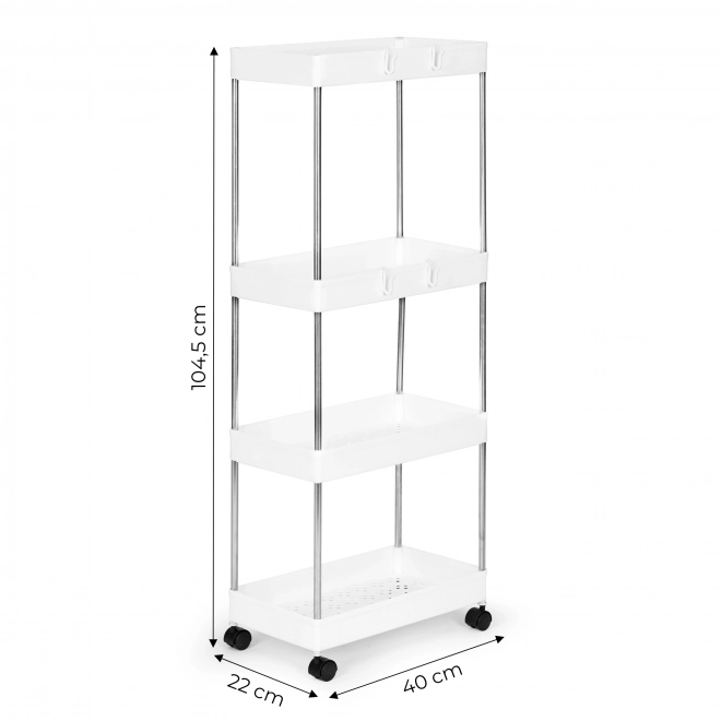 Plastic badkamer rek met 4 planken en wielen