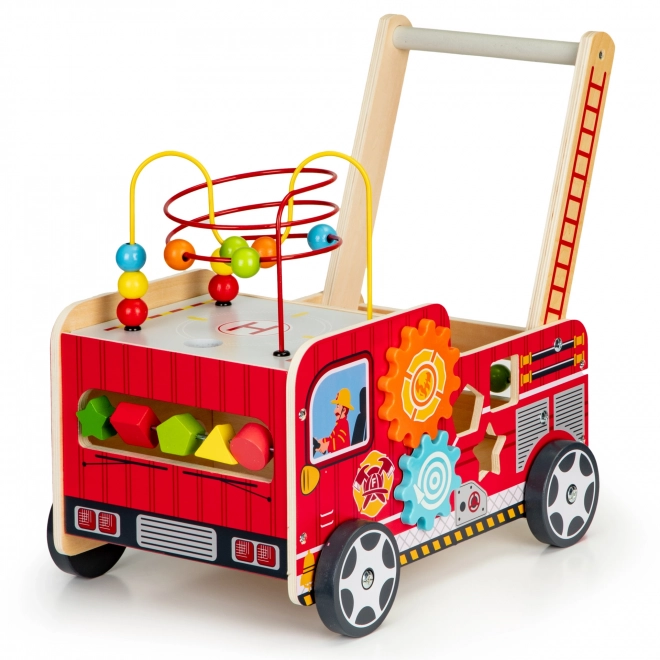 Wooden Educational Walker with Blocks - Fire Truck ECOTOYS