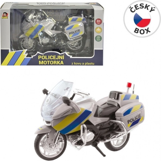 Politiemotor van metaal 18 cm zilver