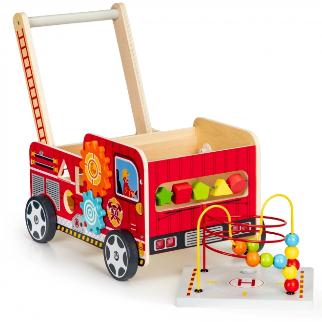 Wooden Educational Walker with Blocks - Fire Truck ECOTOYS
