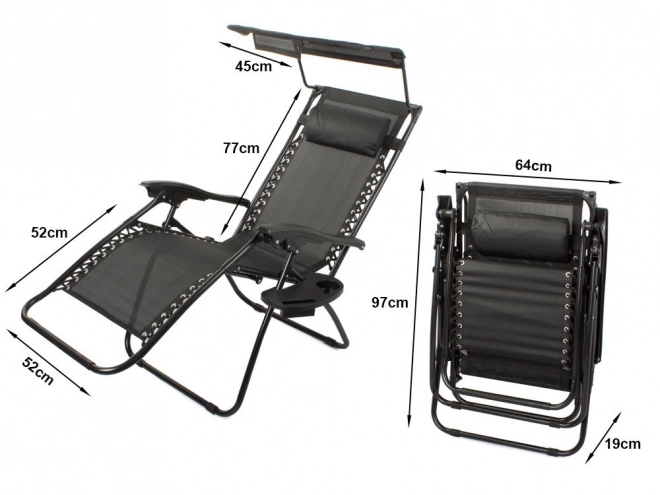 Opvouwbaar Zero Gravity ligbed met zonnekap
