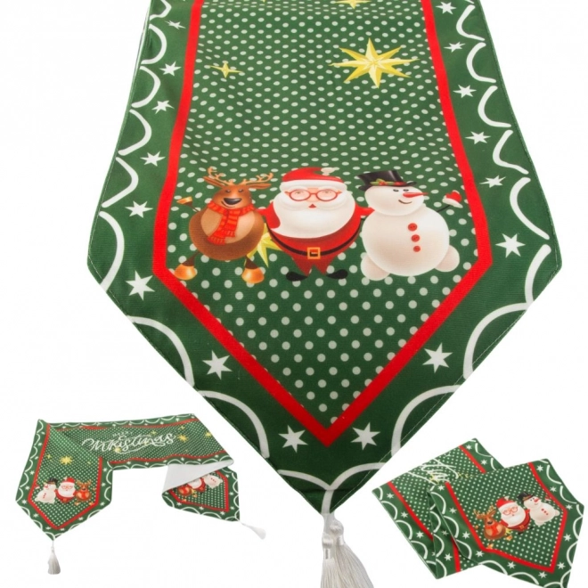 Kersttafelkleed groen 205x35 cm