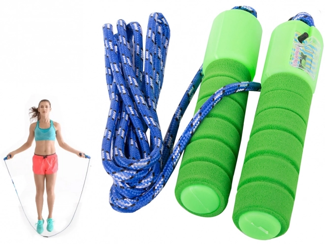 Green jump rope with digital counter for fitness