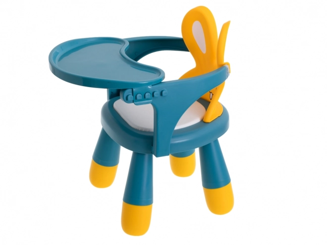 Stoelen om te voeden en spelen geel en blauw