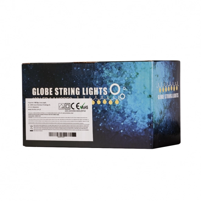 Warm White 100 LED Globe String Lights 10m