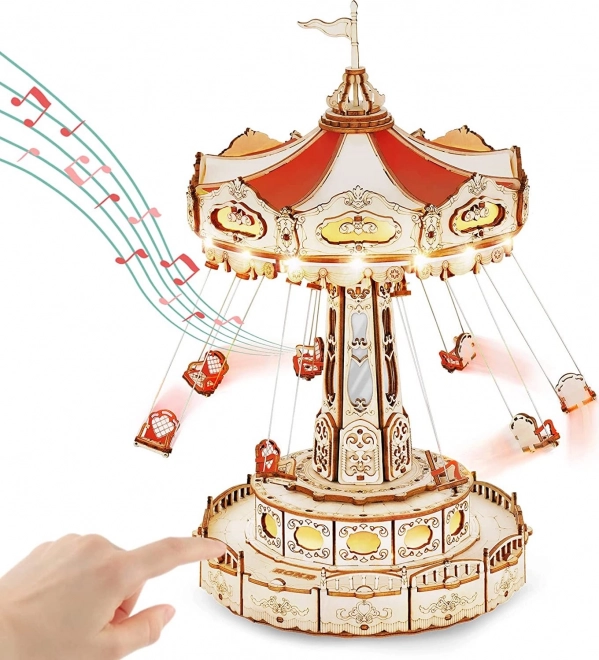 RoboTime 3D puzzel muziekkast - Kleurrijke kettingcarrousel