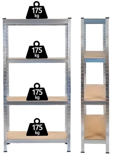 Metal Shelf with 4 Shelves 150x75x30 cm