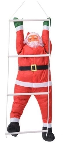 Weihnachtsmann auf LED-Leiter – mehrfarbig, 120 cm