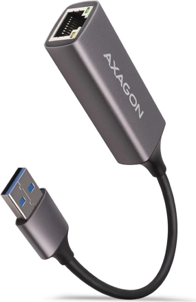 AXAGON USB-A 3.2 Gigabit-Ethernet-Adapter in Metallausführung, titanfarben grau