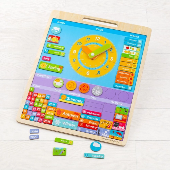 English Magnetic Calendar with Clock BIGJIGS TOYS