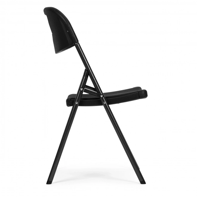 Set of 2 Folding Chairs ModernHome, Metal Frame, HDPE, Black