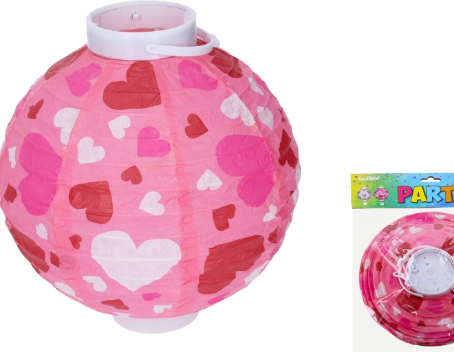 Lantern sphere 20 cm on batteries with heart motif