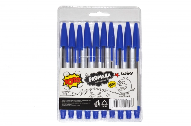 Wegwerp pennen TOTO - blauwe vulling, 10 stuks