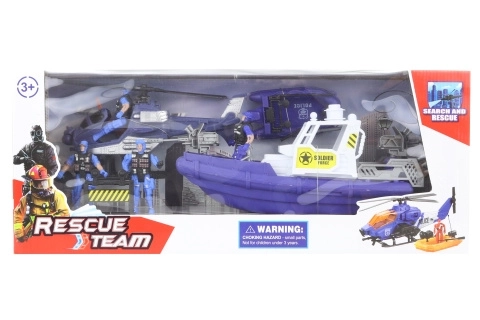 Politieset met boot en helikopter