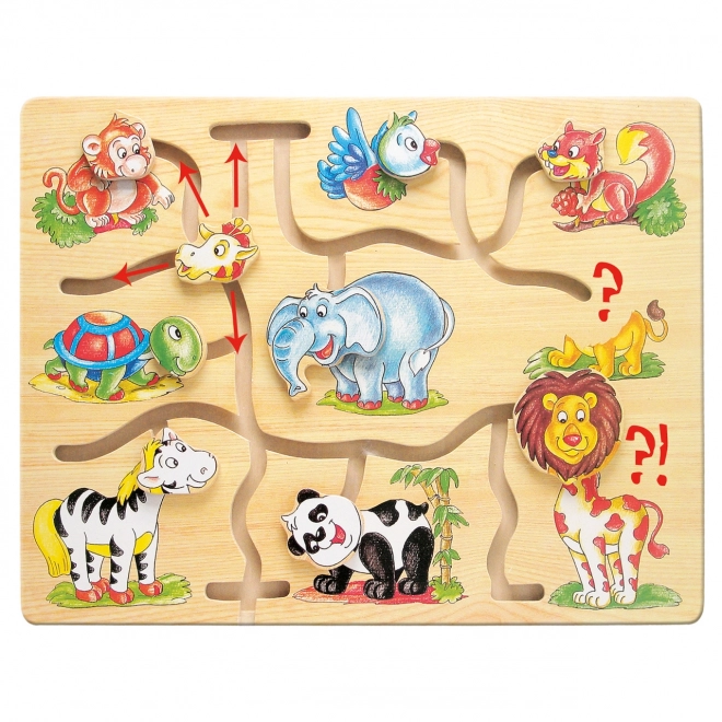 Wooden motor skills maze with animals Bino
