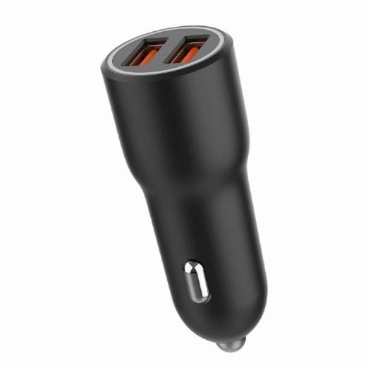 Autolader 2xUSB-A QC3.0 36W zwart