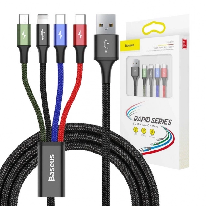 Baseus Snelle USB kabel 4in1 2xUSB-C / Lightning / Micro 3,5A 1,2m - zwart