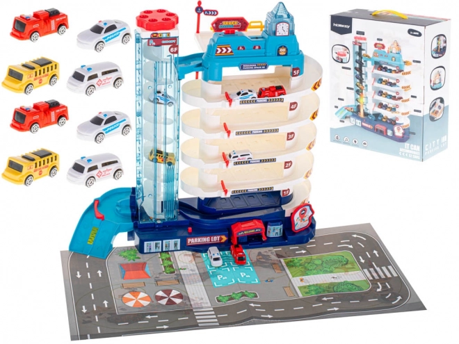 Multi-level Parking Garage with Automatic Lift and Toy Cars
