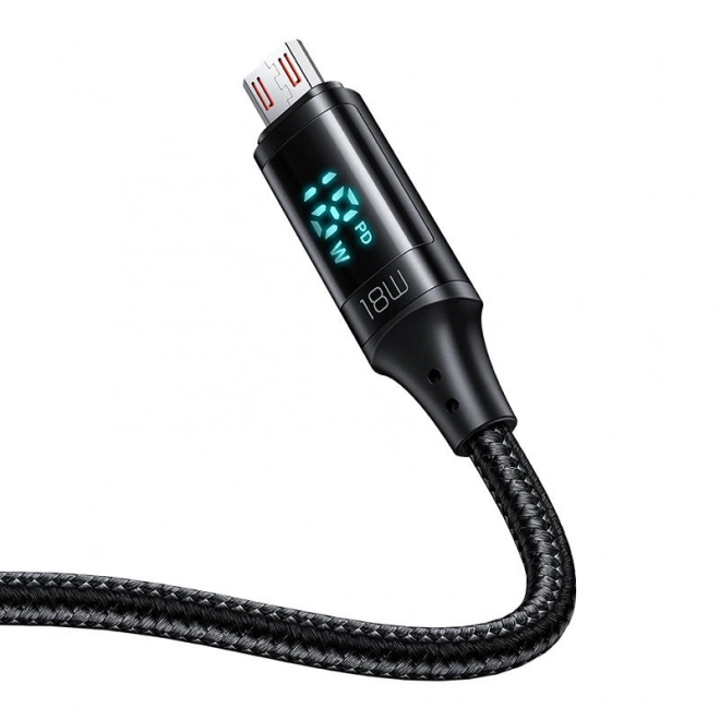 Schwarzes USB-zu-Micro-USB-Kabel mit LED-Anzeige