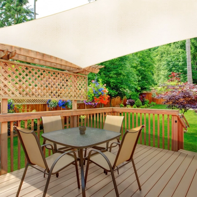 Quadratisches beiges Sonnensegel mit wasserdichtem Baldachin ModernHome – 3 x 3 m