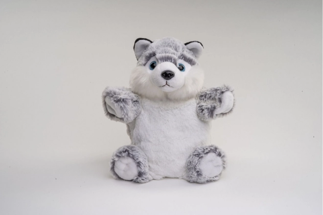 Pluche Hond Husky marionet 25 cm