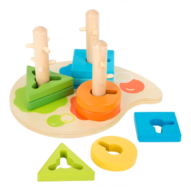 Kleine houten speelgoed voor kleuren en vormen