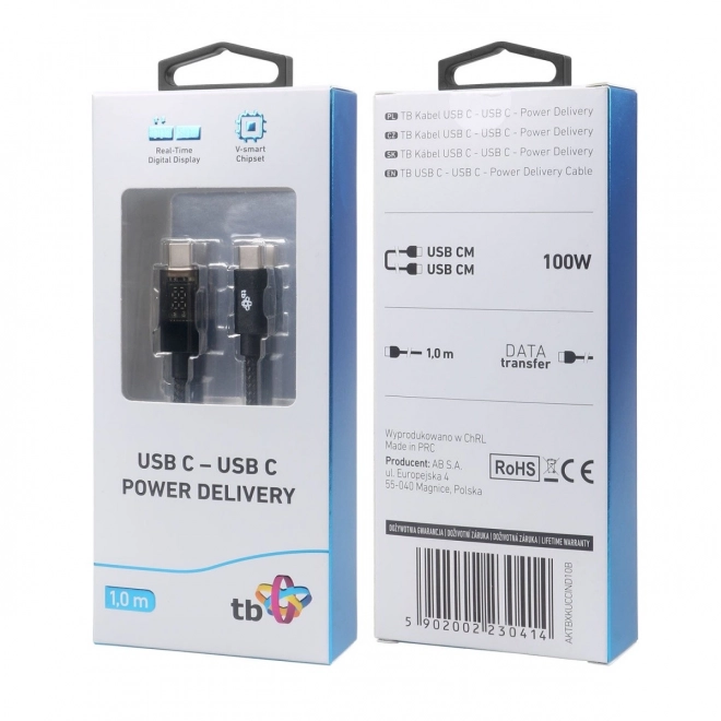 Câble USB-C vers USB-C avec indicateur LED de puissance de charge (1 m, 100 W)