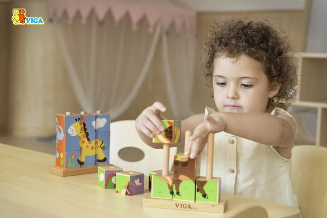 Viga Wooden Animal Puzzle Blocks