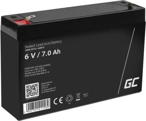 Wiederaufladbare AGM-Batterie 6 V 7 Ah für USV und Alarme GREEN CELL
