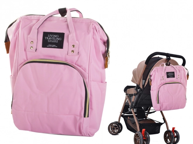Rucksack Kinderwagen Organizer Tasche für Mama Papa 3in1 – Rosa
