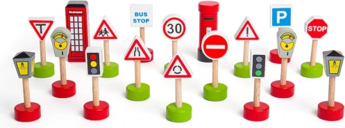 BIGJIGS RAIL Wooden Traffic Signs Set