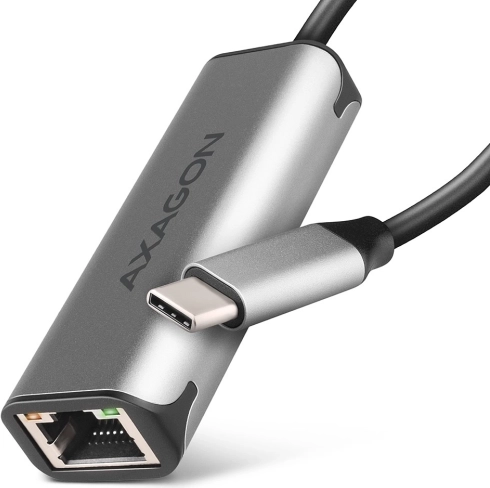 USB‑C 3.2 Gen 1 2,5‑GbE‑Adapter AXAGON mit Realtek‑Chip RTL8156B, grau