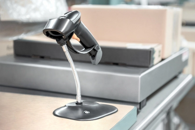 Kabelloses Bluetooth-Barcode-Scanner 1D und 2D mit QR-Codes und Ständer