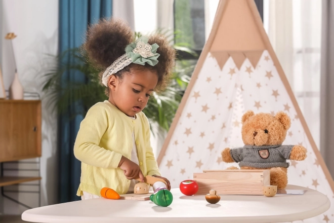 Houten snijset - groenten voor kinderen
