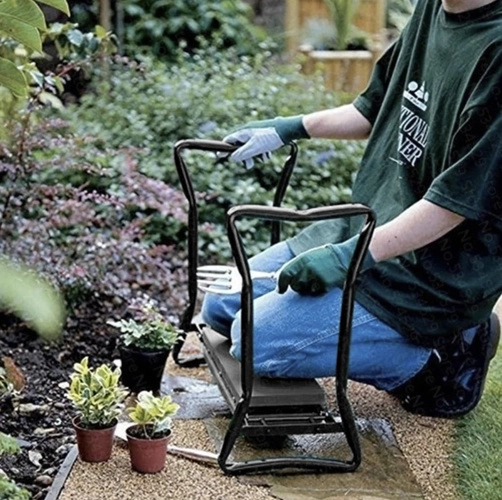 Gartenkniebank und Hocker 3-in-1 mit Werkzeugtasche
