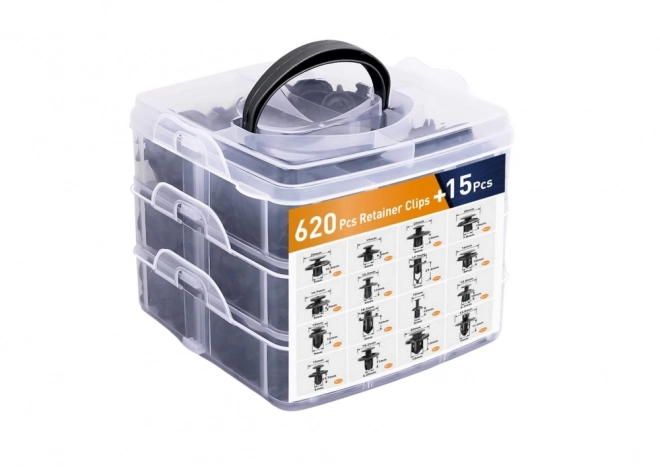 Set van auto clips in organiser 16 maten PVC 620 stuks