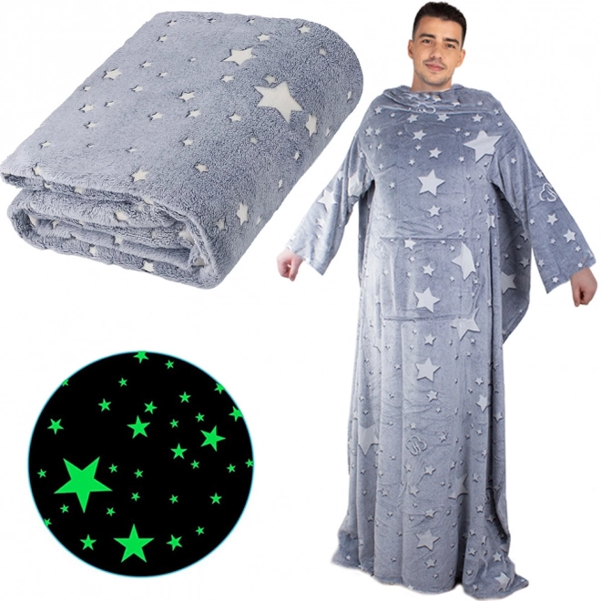 Fleece deken met mouwen – lichtgevend in het donker