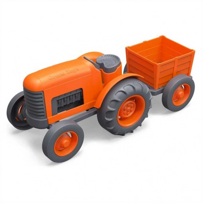 Tractor met oranje aanhanger van Green Toys